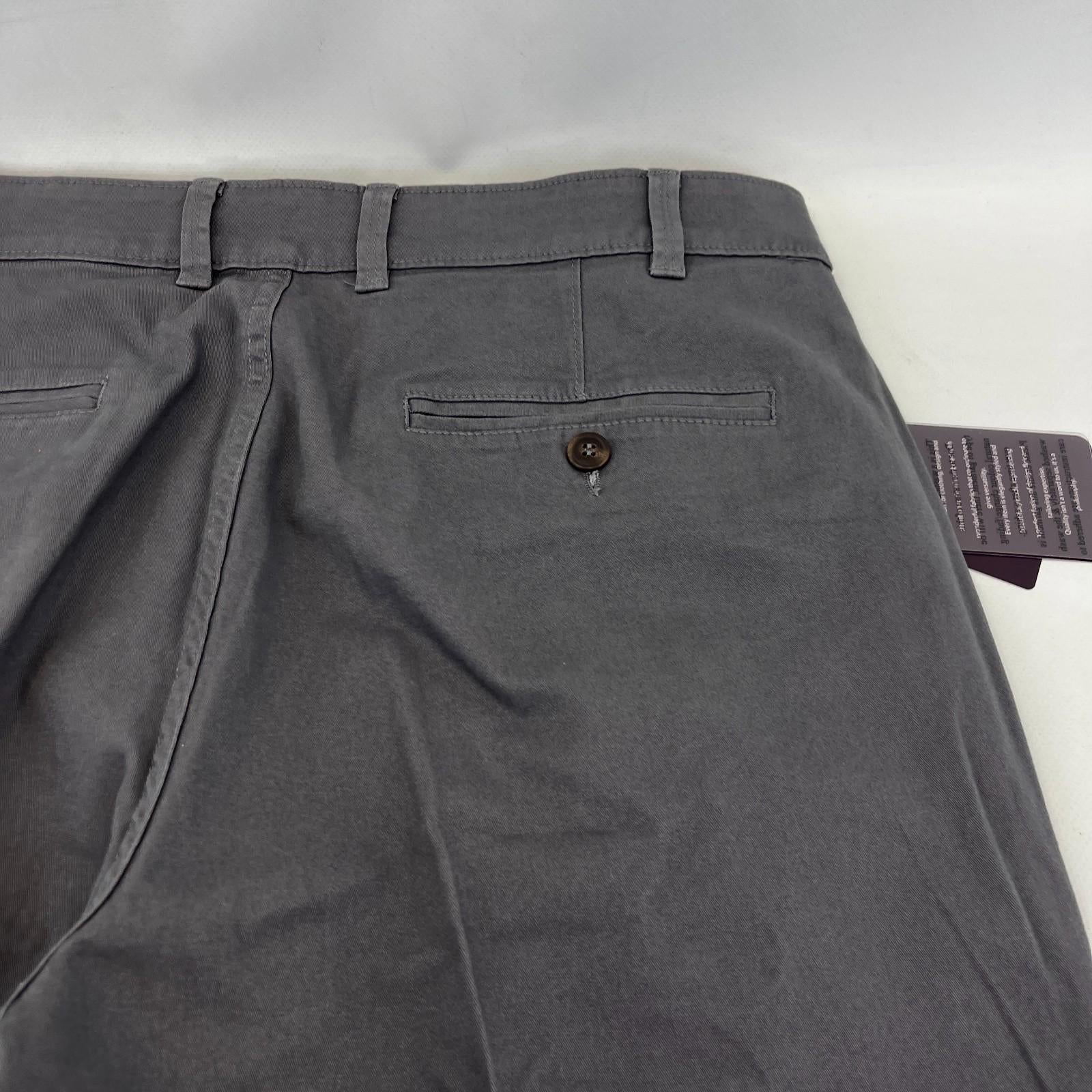 Brook Taverner Denver Chino Trousers in Grey Size 34L Cotton Stretch BNWT