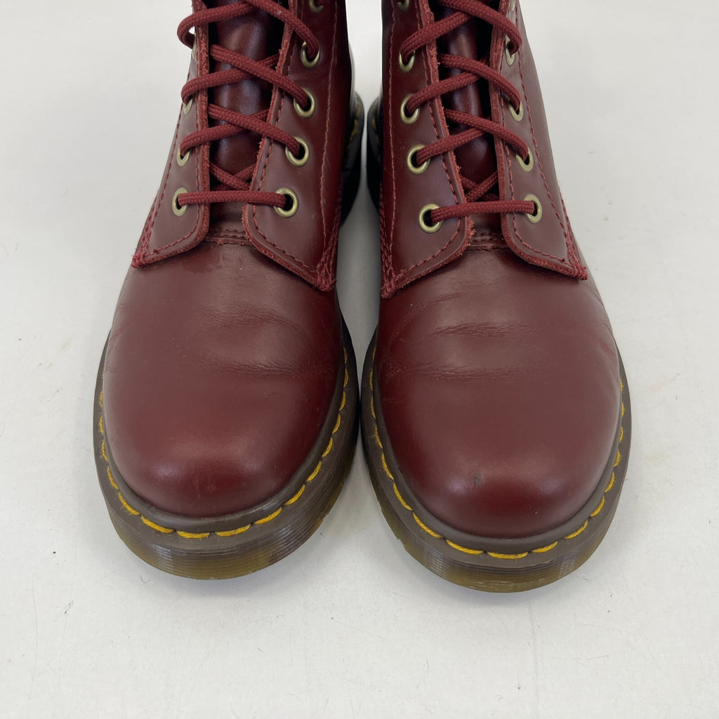 Dr Martens 1460 Pascal Black Red Leather Ankle 8 Hole Boots Size UK 5 EU 38