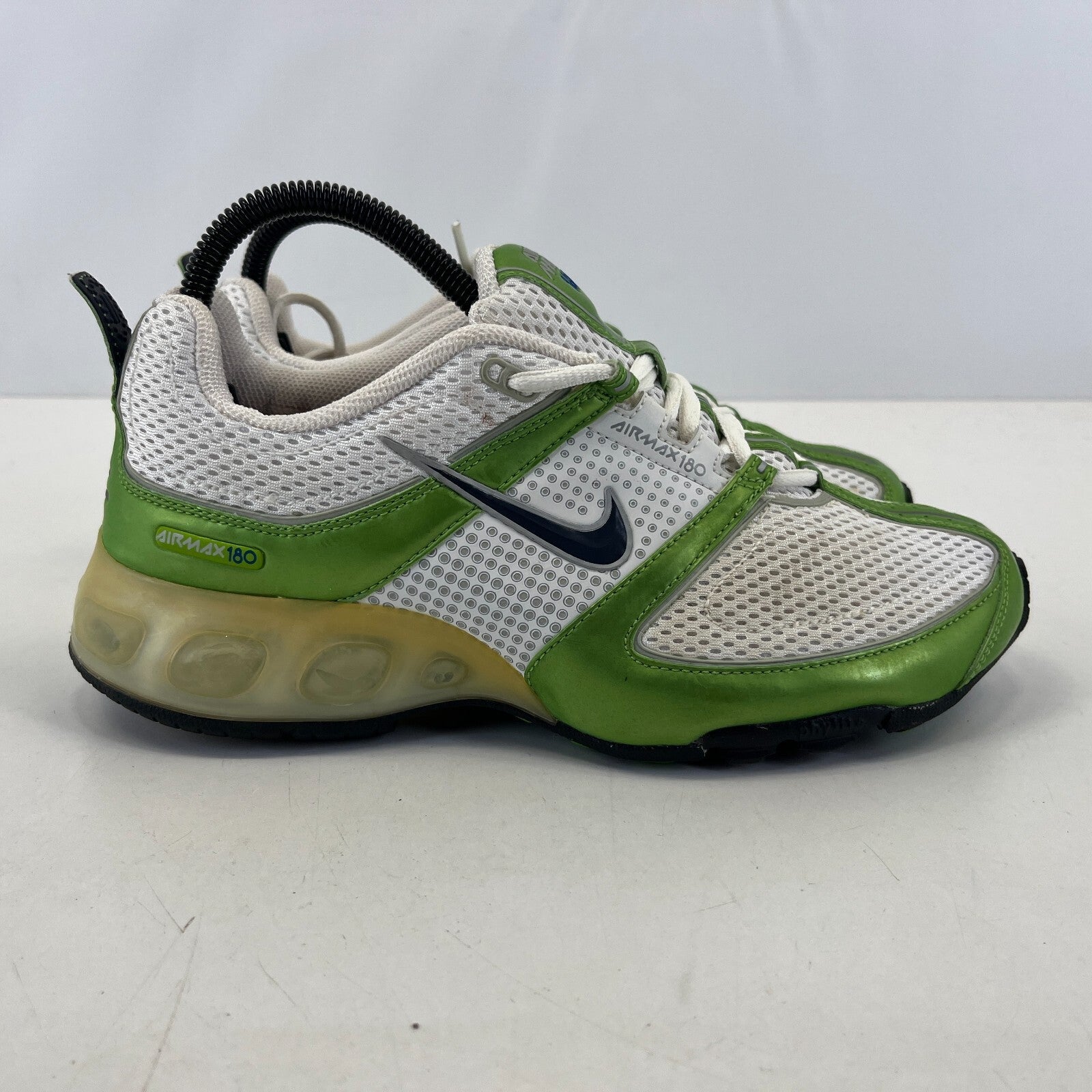 Nike Air Max 180 Trainers Metallic Green & White UK size 5 Running Sneakers