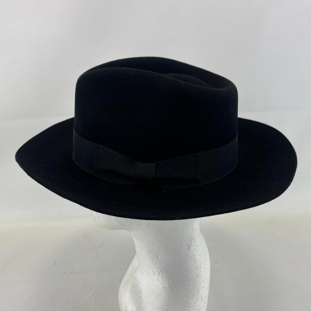 Palms Halt 100% Wool Handmade Textured Fedora Hat in Black size M 56