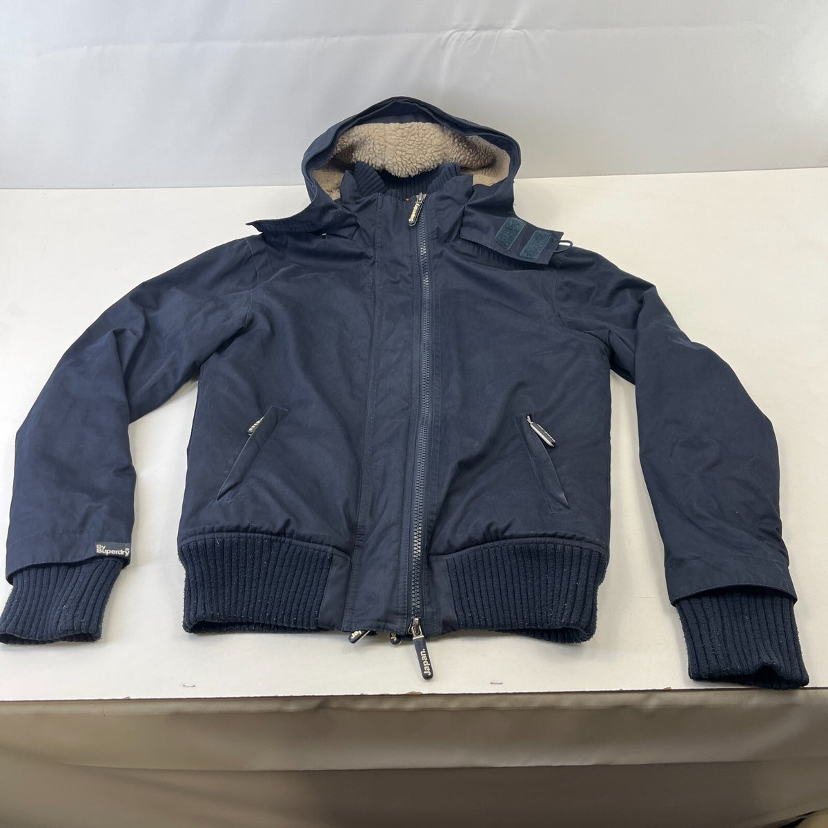 Superdry The Windbomber Sherpa Fleece Lined Jacket Casual Black Windproof size L