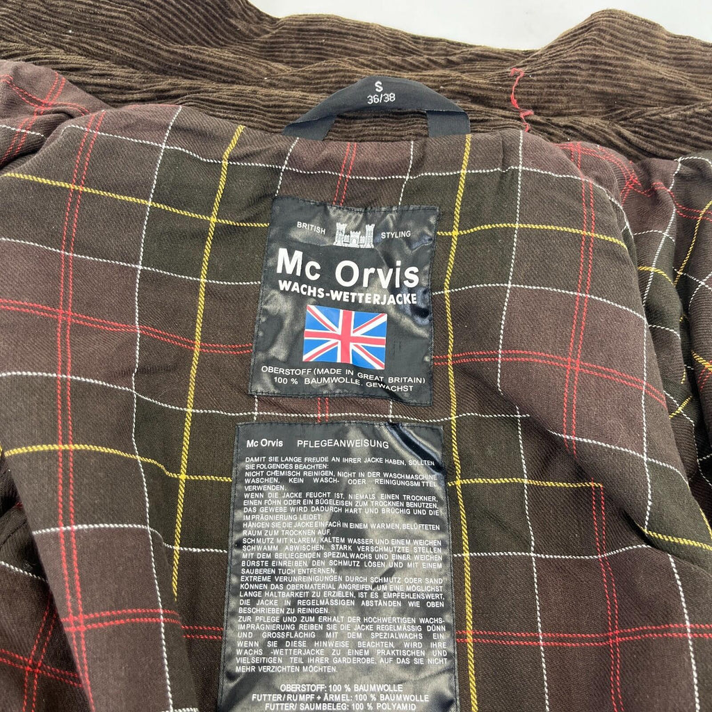 Mc Orvis Wax Jacket Womens size S Brown Waxed Coat with Belt Made in the UK