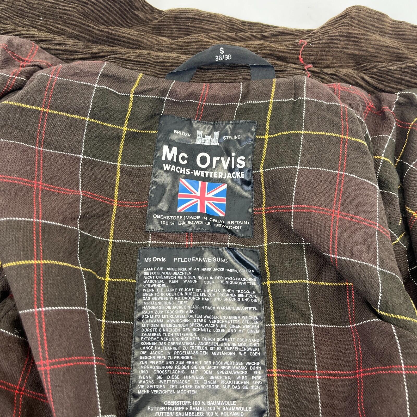 Mc Orvis Wax Jacket Womens size S Brown Waxed Coat with Belt Made in the UK