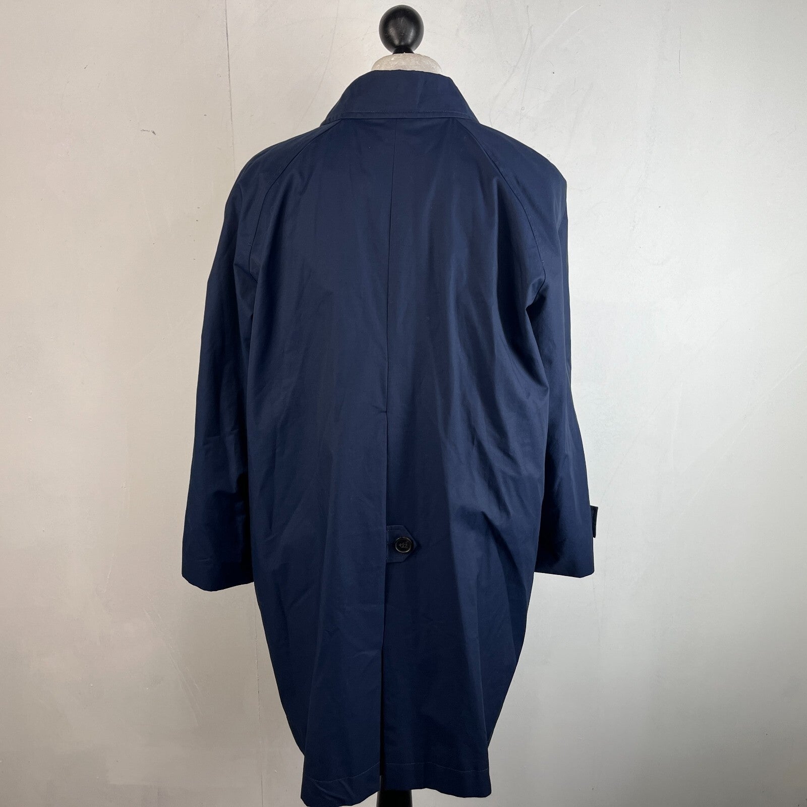 M&S Mid Length Trench Coat Navy Blue Women's UK 22 Button Front Smart Casual