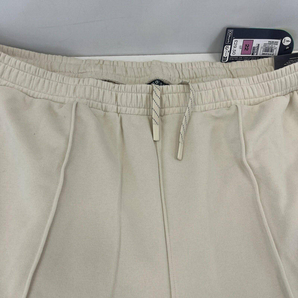 M&S Ladies Goodmove Parachute Joggers Cuffed Trousers Pants Cream UK size 22 New