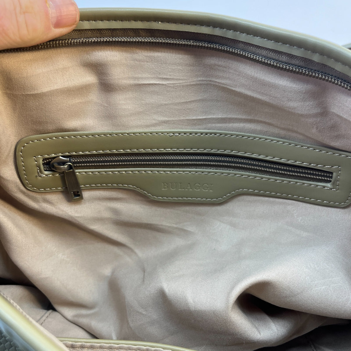 Bulaggi Medium Khaki Green Leather Tote Handbag