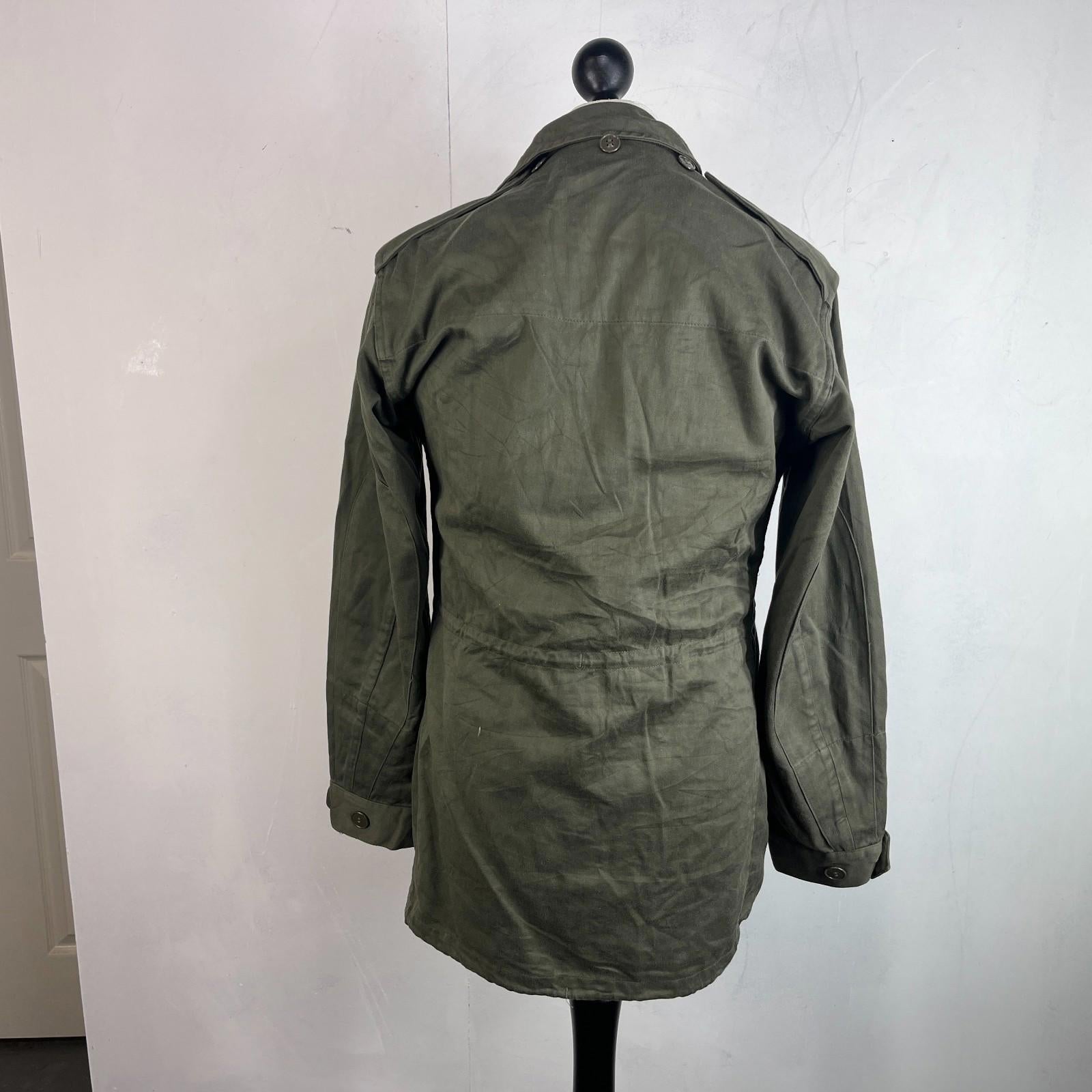 Vintage 1983 Socovet French Army Jacket Fatigue Smock Olive Green size 92C (M)