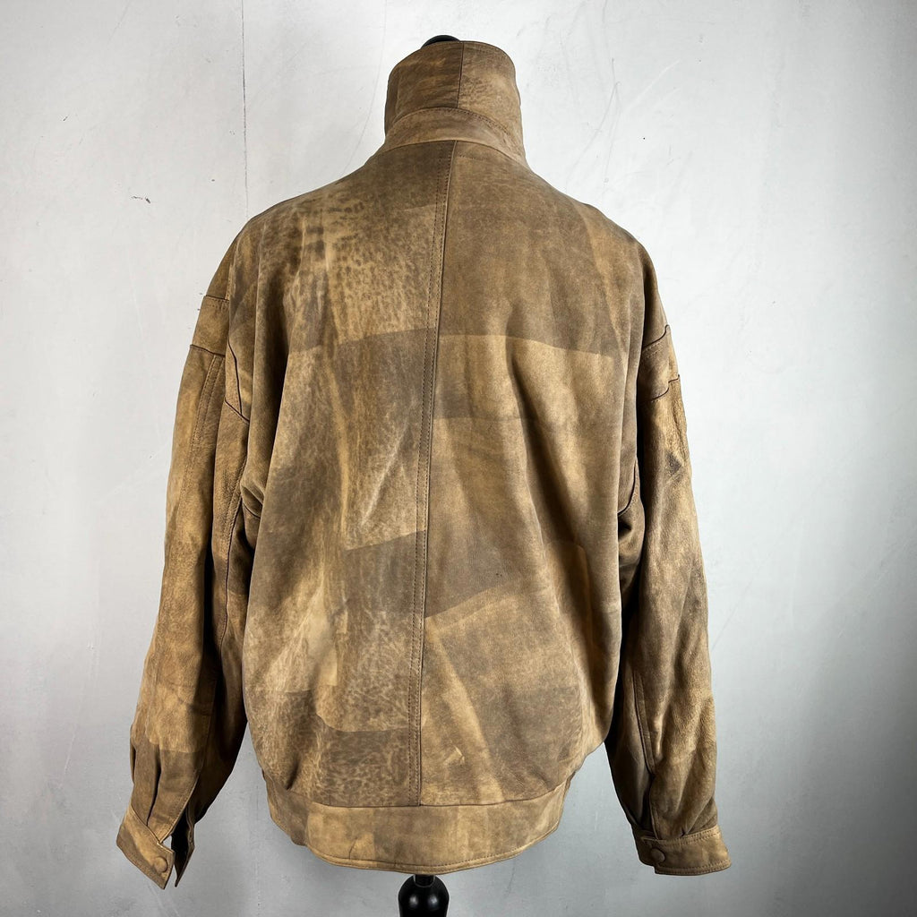 The Vali Collection Soft Leather Jacket 80s Brown Distressed Look size XL