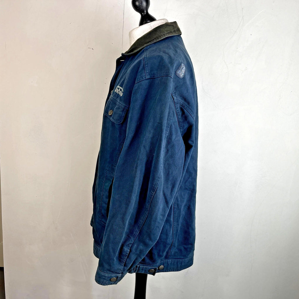Oxbow Corduroy Trucker Chore Jacket US size L Blue Long Sleeve 100% Cotton