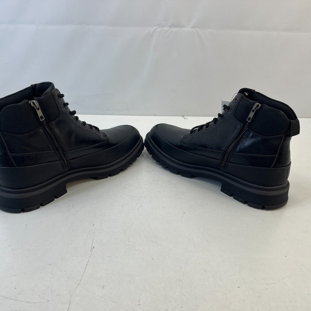 M&S Men's Faux Leather Ankle Boots in Black size UK 10 - EU 44