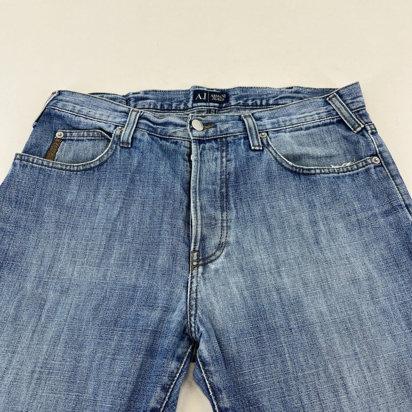 Emporio Armani Men’s Jeans Mid Blue Denim W33" L33" Straight Leg