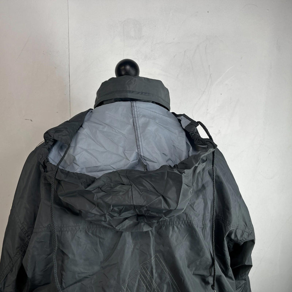 Adidas Men's Quilted Coach Jacket in Dark Grey - size Medium Oversized