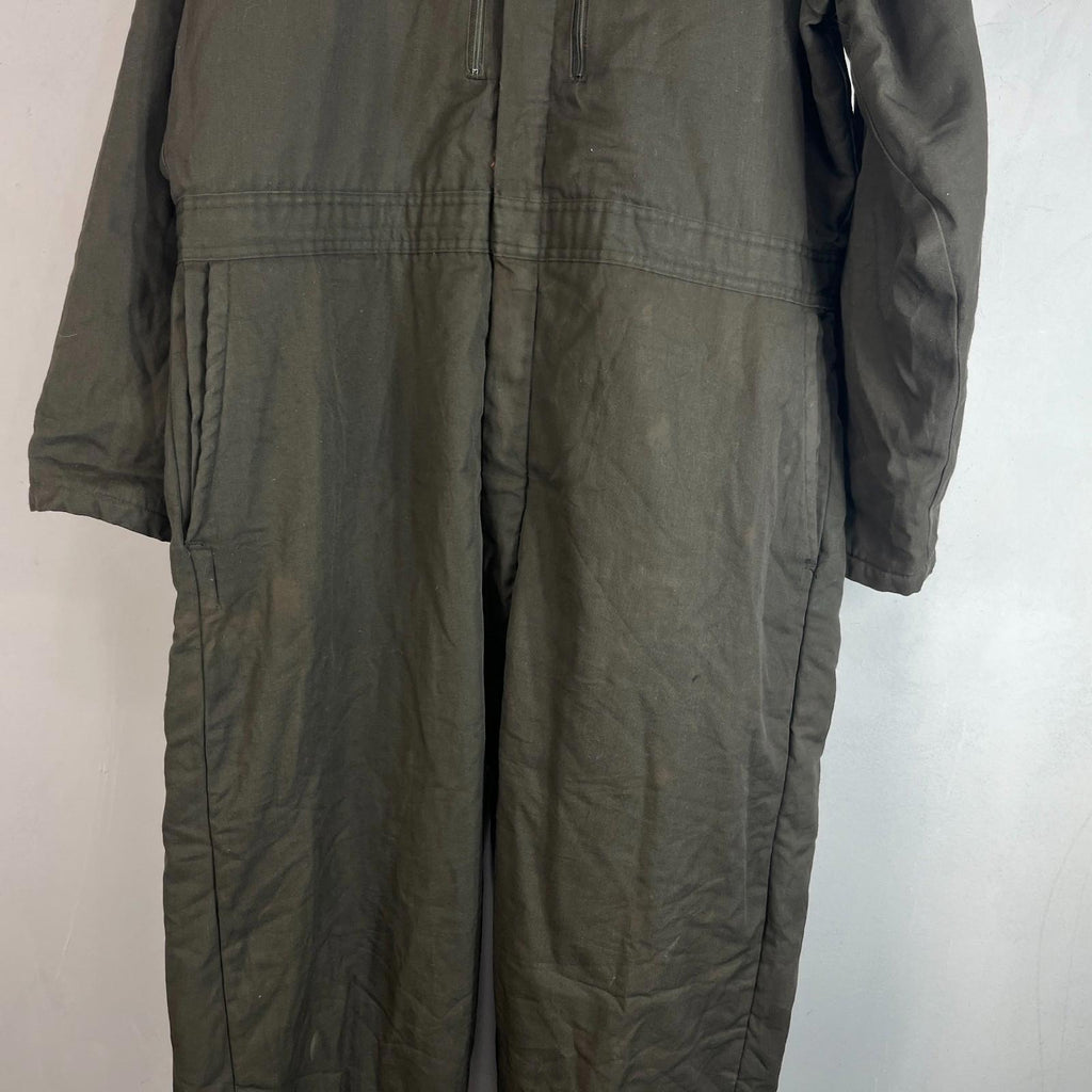 Vtg Montgomery Ward Powr House Thermal Insulated Overalls Green w/ Hood size XL