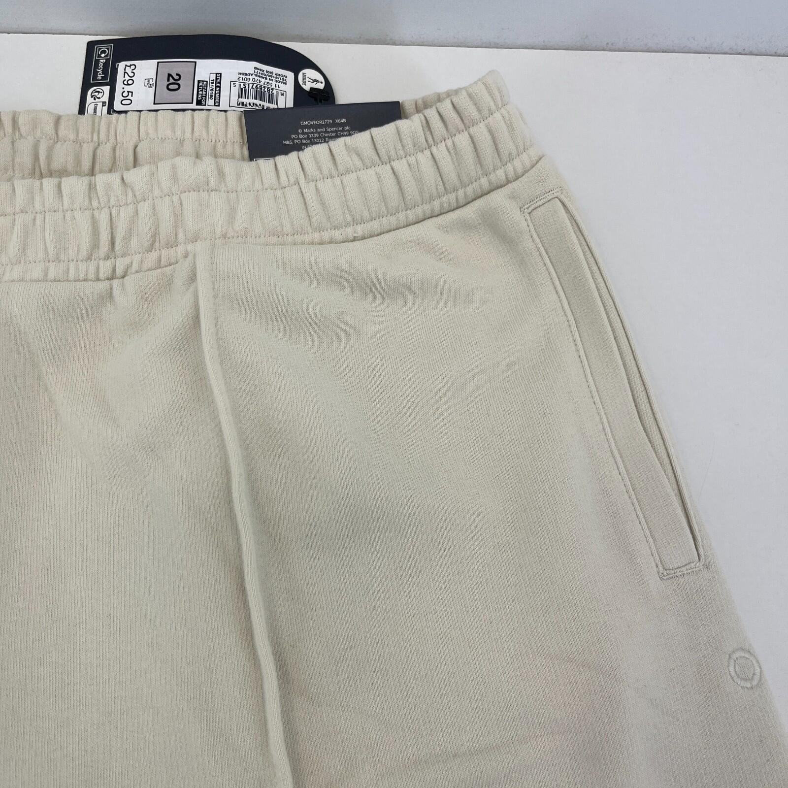 M&S Ladies Goodmove Parachute Joggers Cuffed Trousers Pants Cream UK size 20 New