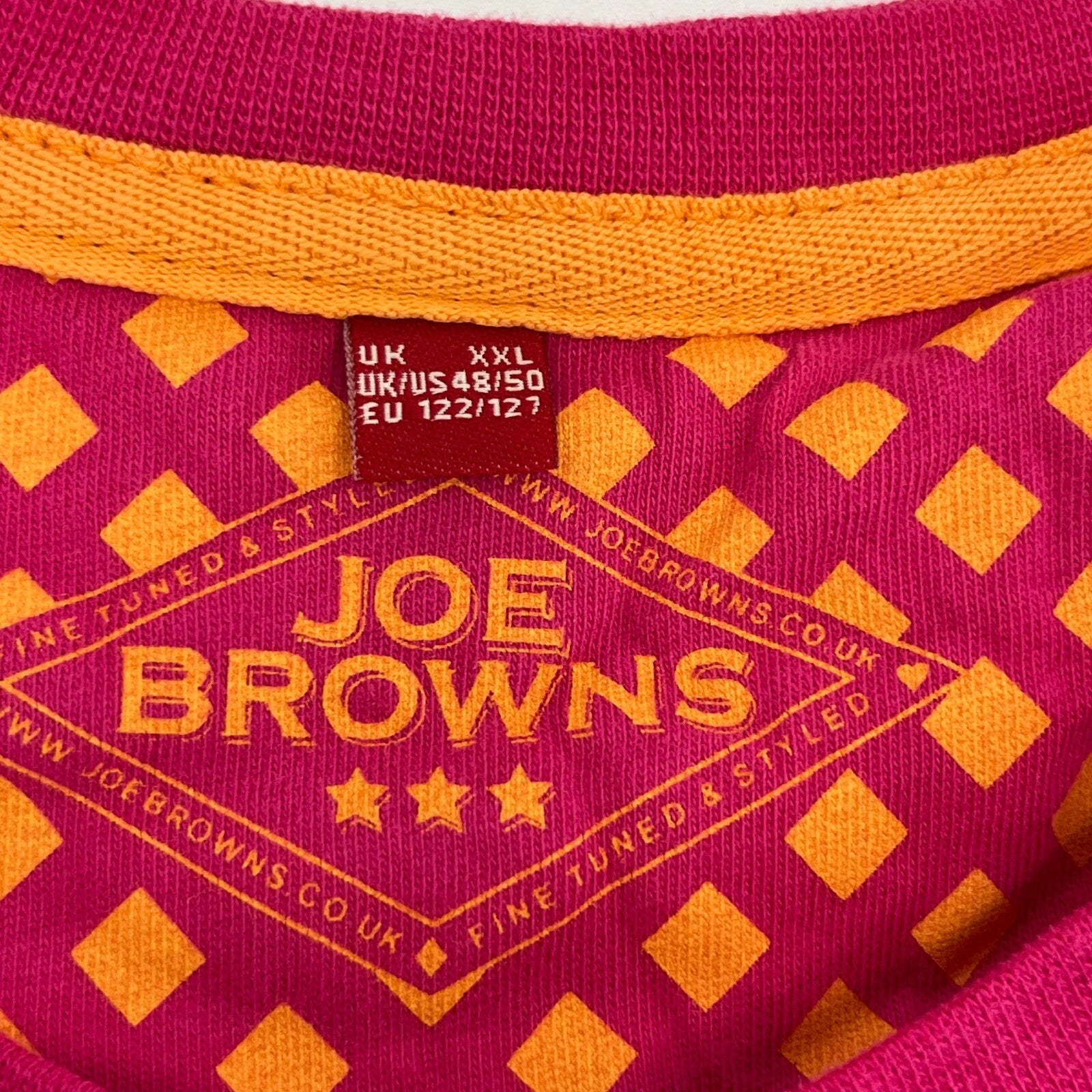 Joe Browns Pink & Yellow Crew Neck Short Sleeve T-Shirt 100% Cotton size 2XL
