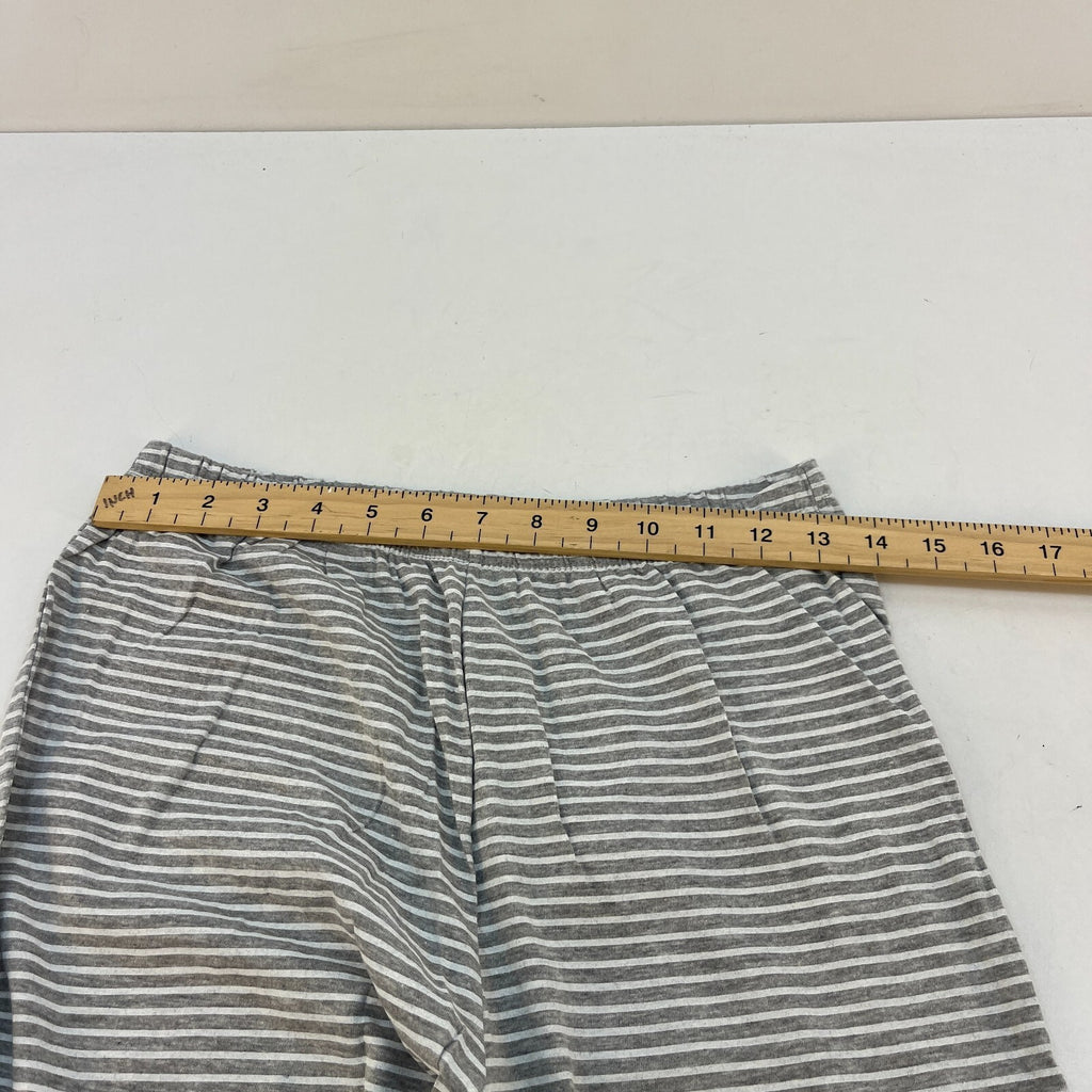 M&S Ladies Pyjama Set UK S 8-10 Grey Striped Long Leg Short Sleeve New