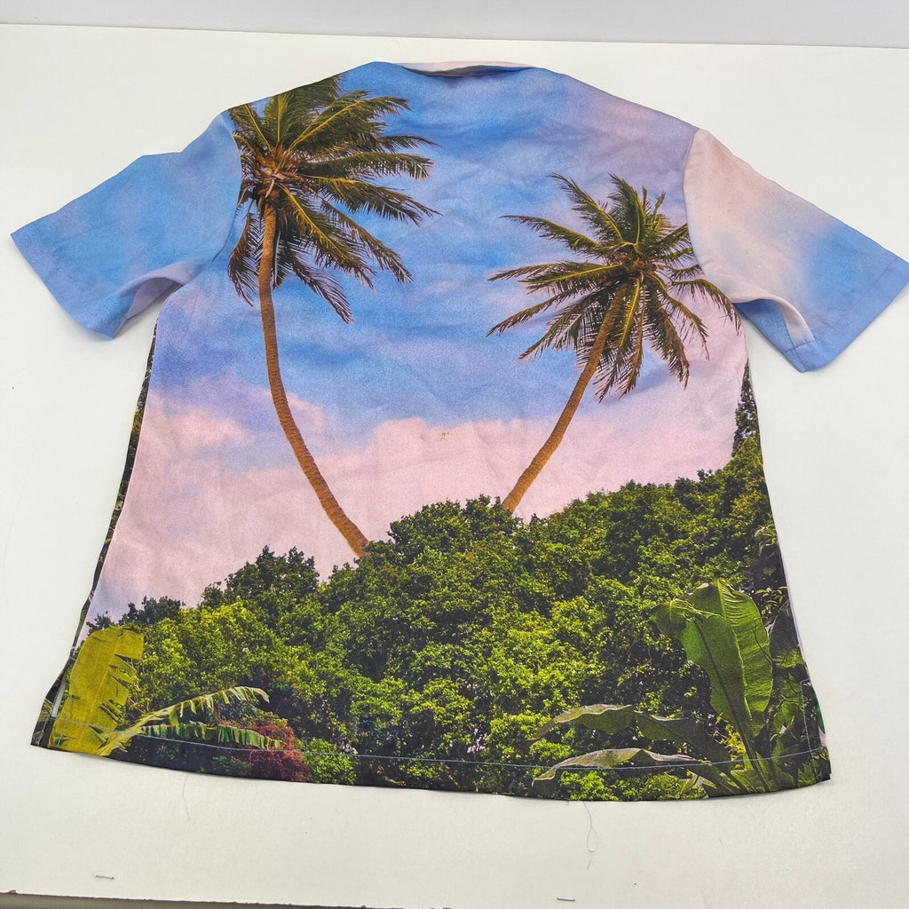 Vintage Hawaiian Holiday Shirt Short Sleeve Summer Blue Green Men's XS