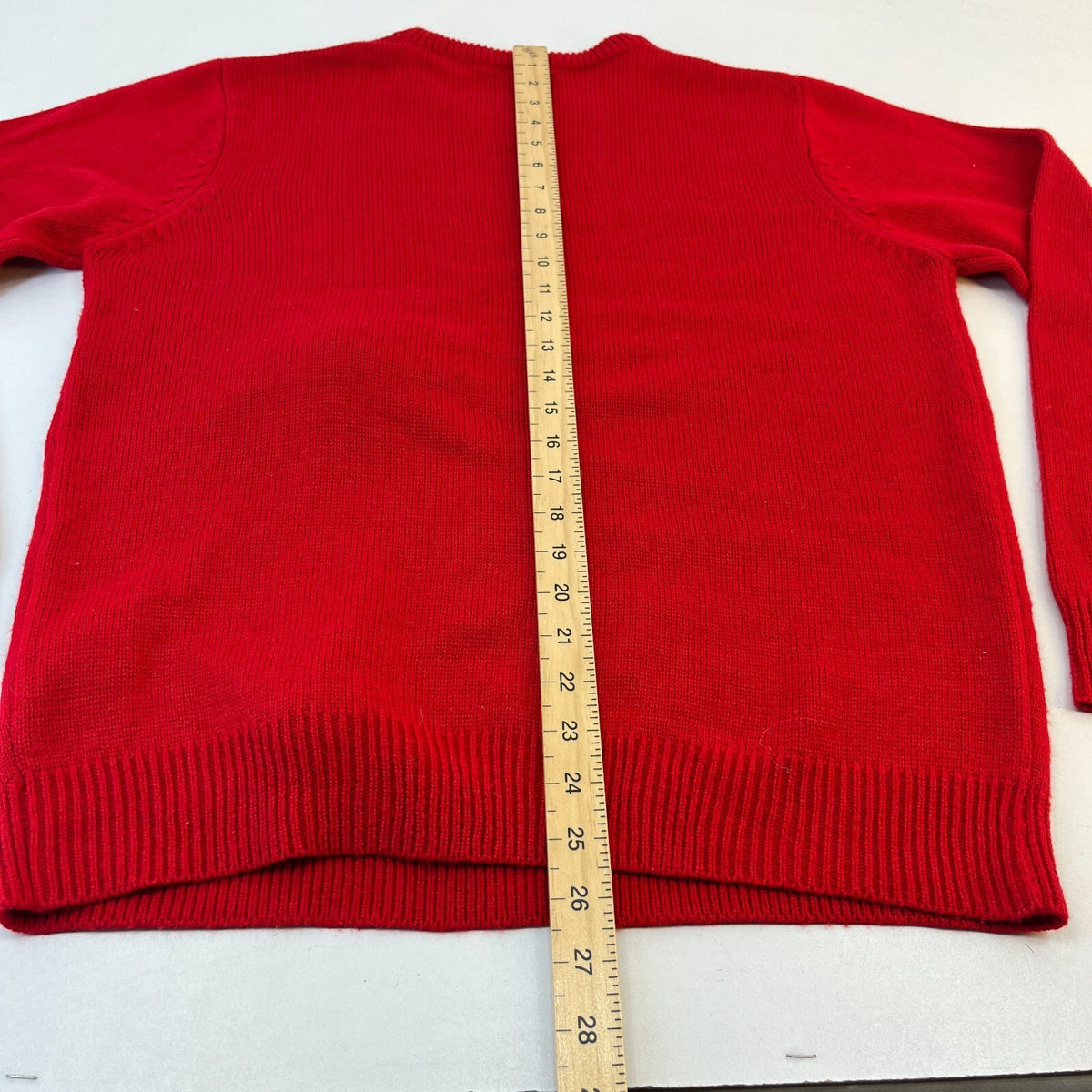 Women's Polar Bear with Bobble Christmas Jumper in Red Knit Sweater size Large