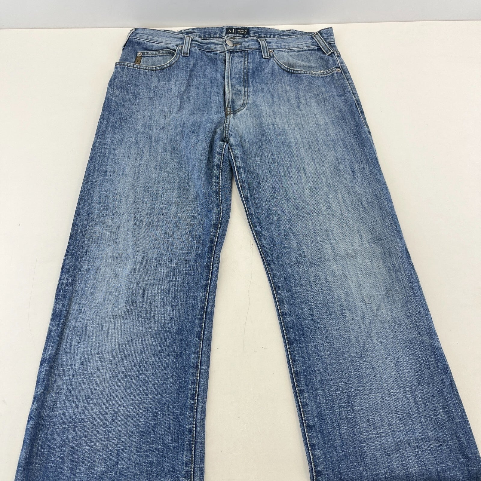 Emporio Armani Men’s Jeans Mid Blue Denim W33" L33" Straight Leg