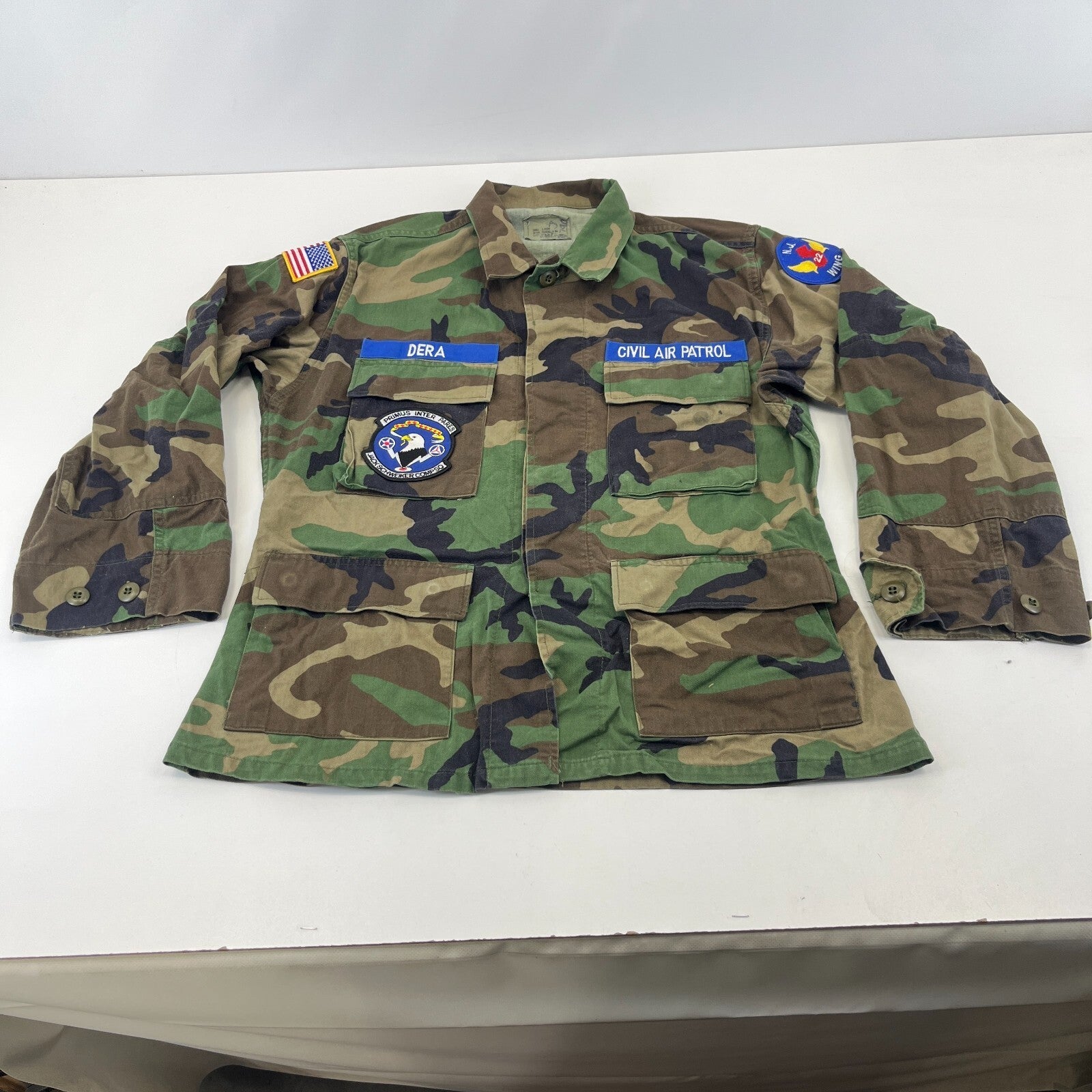 Original US Civil Air Patrol Uniform Jacket with Badges Camo Green Small X-Short