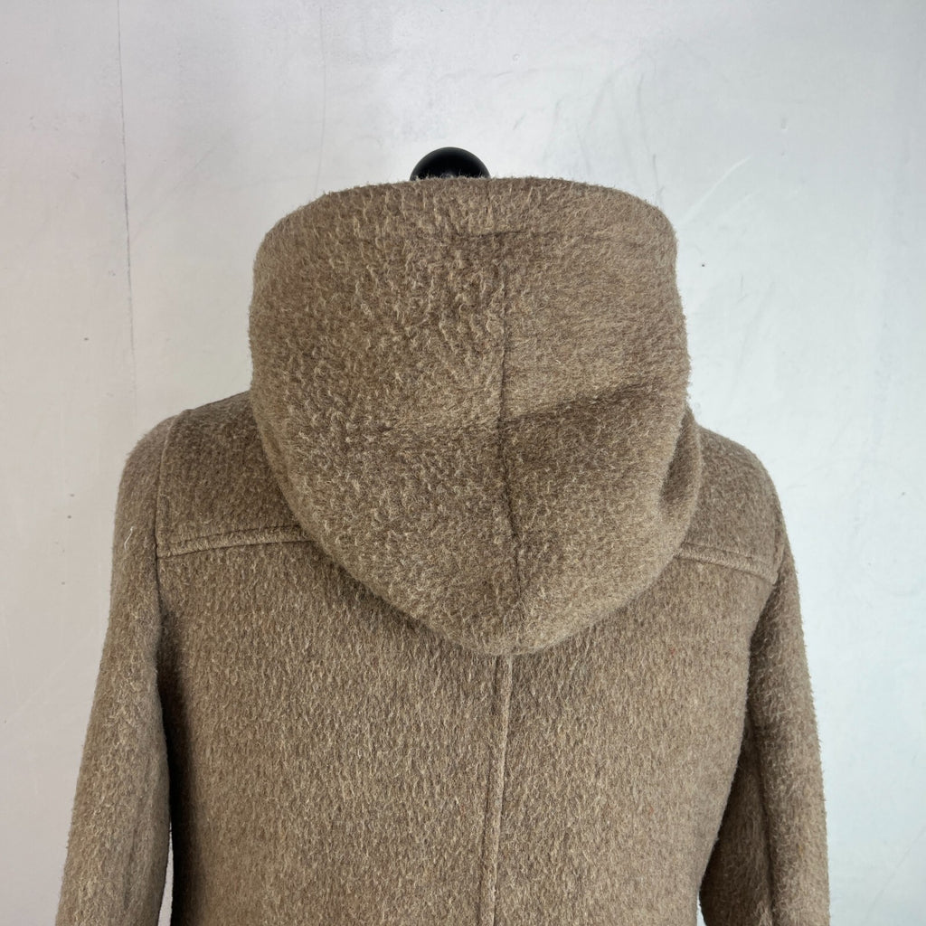 Vintage Women’s Camel Beige Hooded Duffle Coat with Tooth Toggles UK size 16