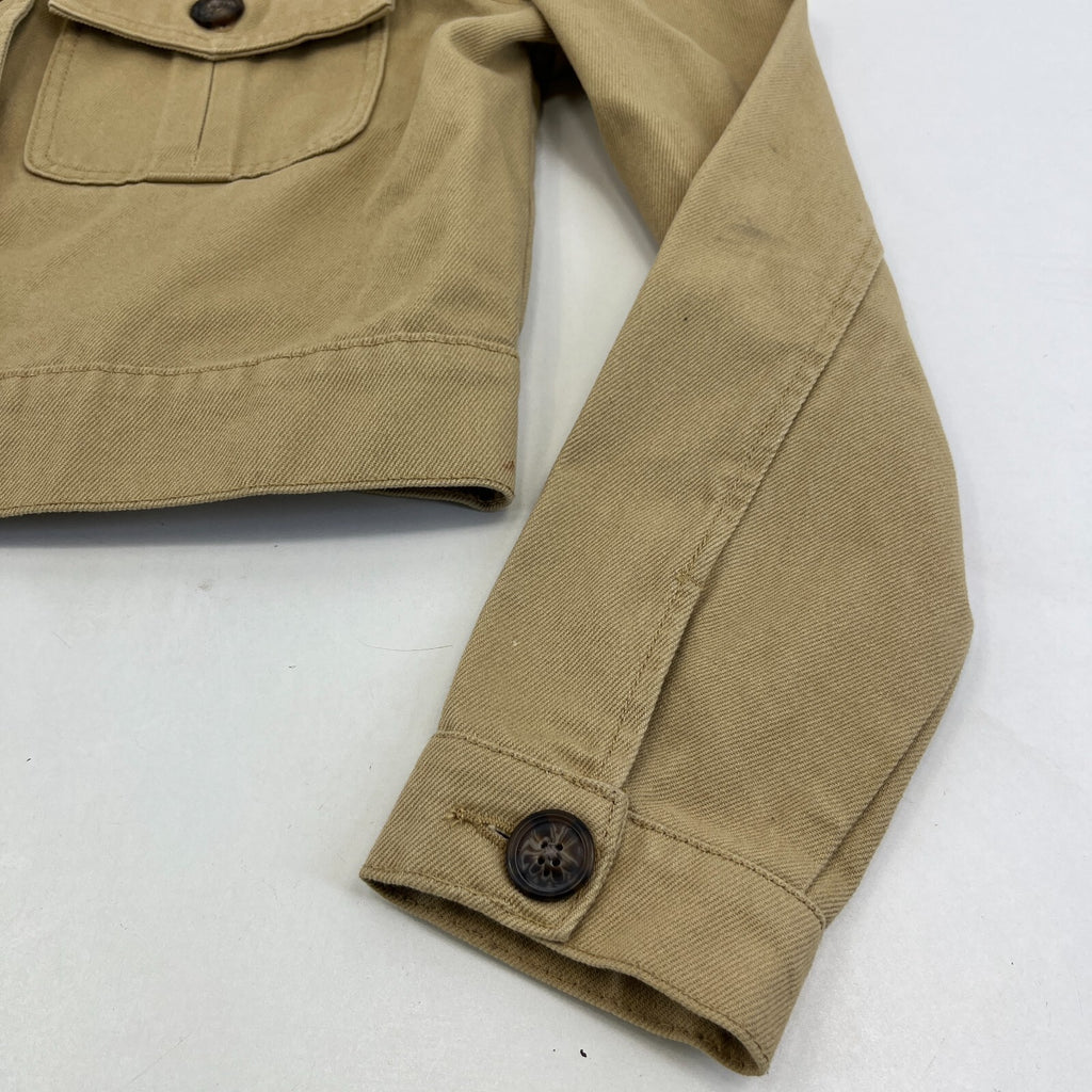 Denim Co Women’s Cropped Khaki Brown Denim Jacket UK size 10 Long Sleeve