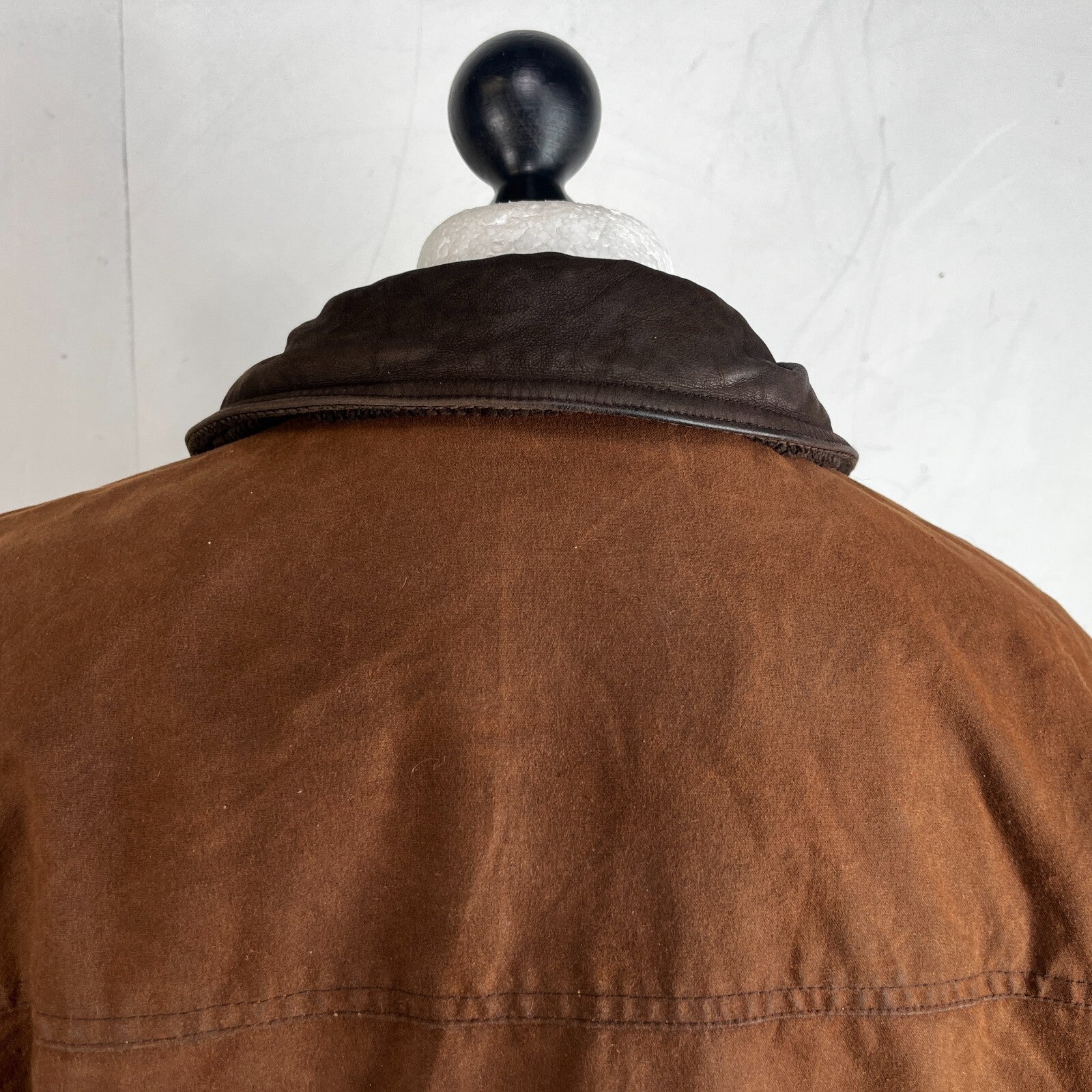 Paul R Smith Halifax Men's Wax Jacket Brown Leather Collar Waxed Cotton size 42S