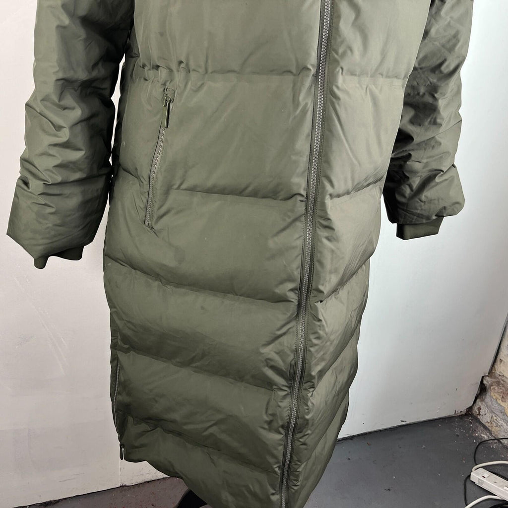 Sweaty Betty Nimbus Mid Waterproof Down Puffer Coat Hooded Large/14 Olive Green