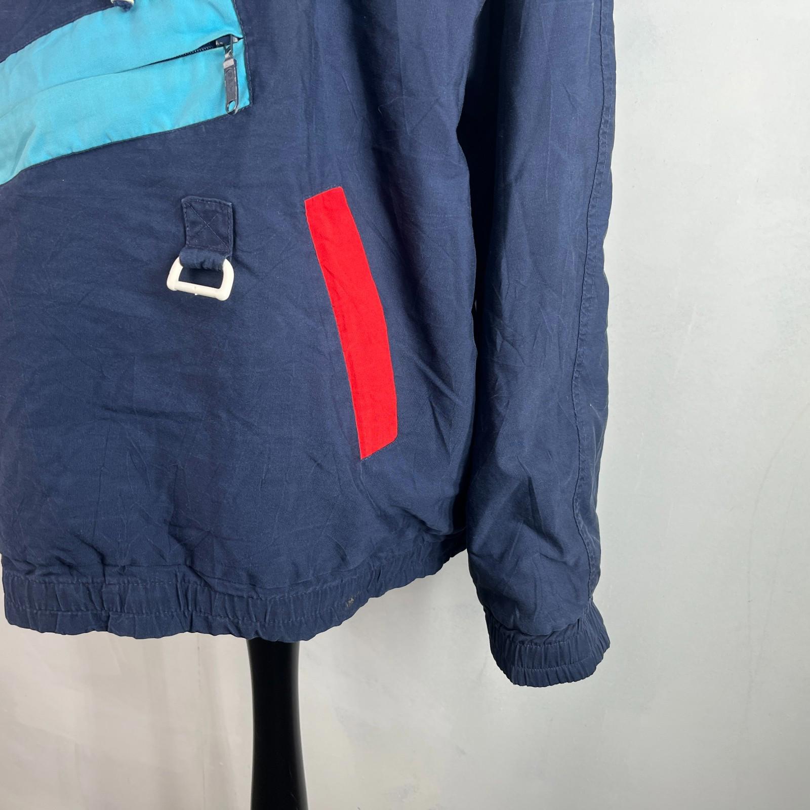 Vintage Rare Diadora 80’s Quarter Zip Pullover Jacket Top Retro Blue/Red size XL