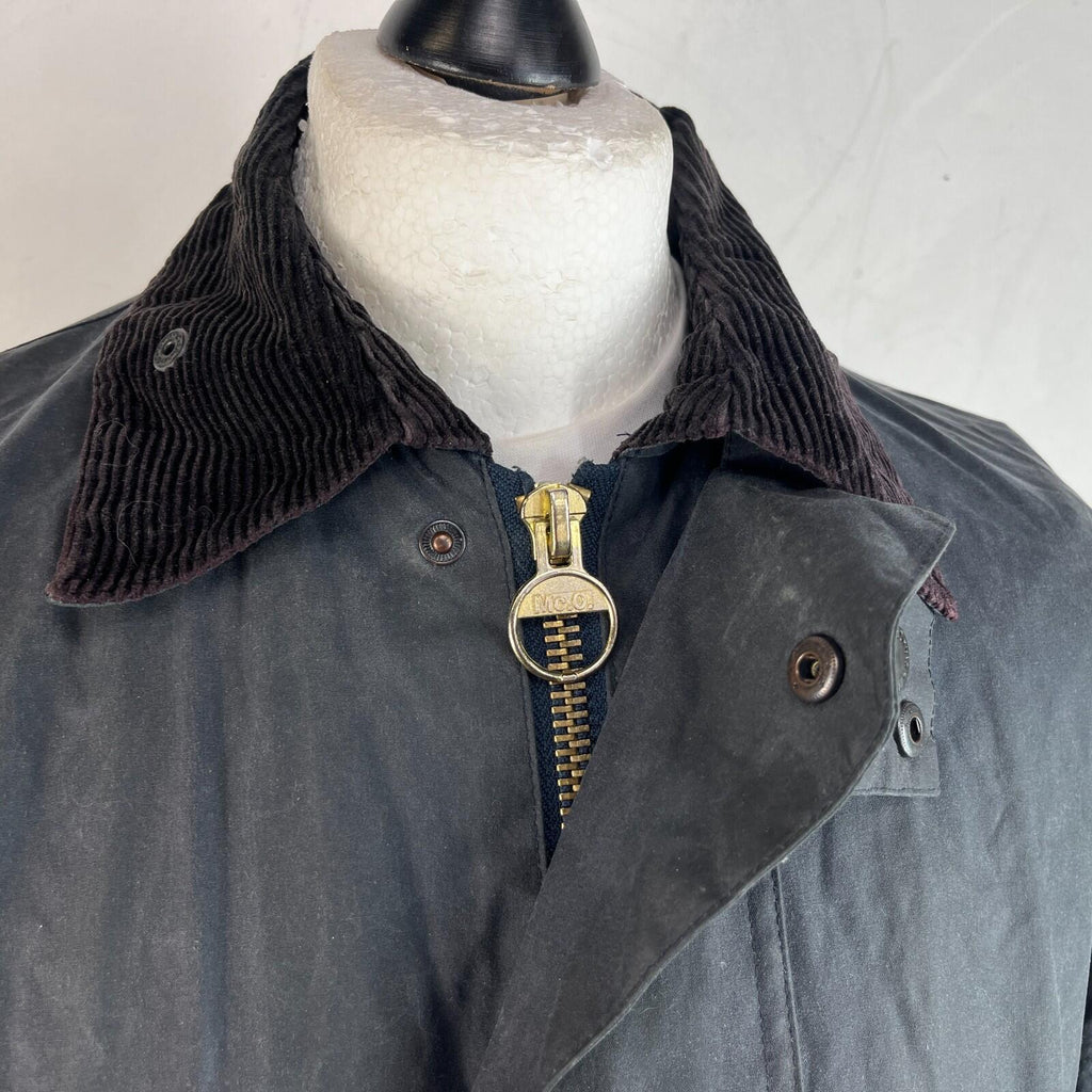 Mc Orvis Wax Jacket Mens size M Black Waxed Coat Made in the UK
