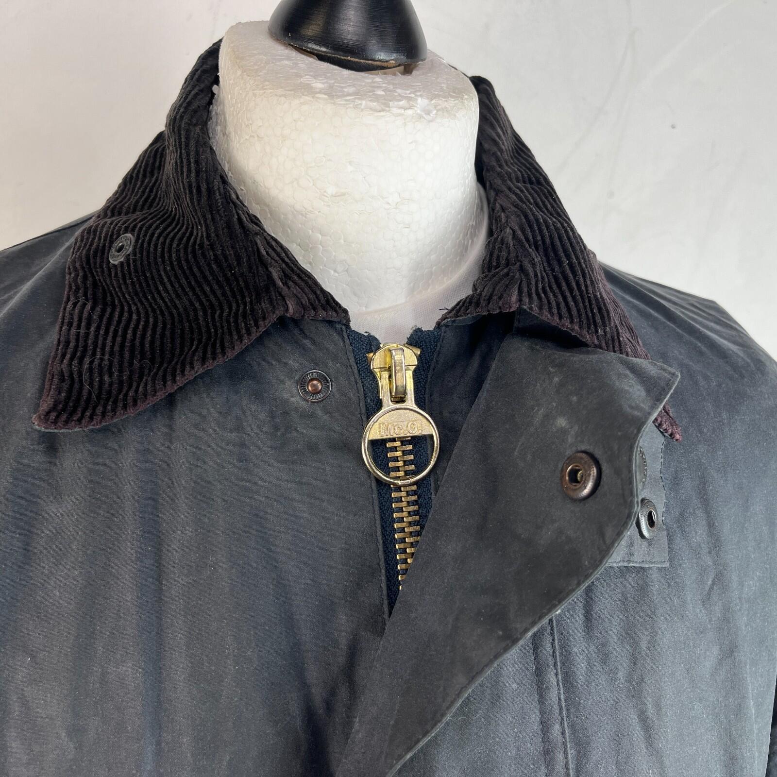 Mc Orvis Wax Jacket Mens size M Black Waxed Coat Made in the UK