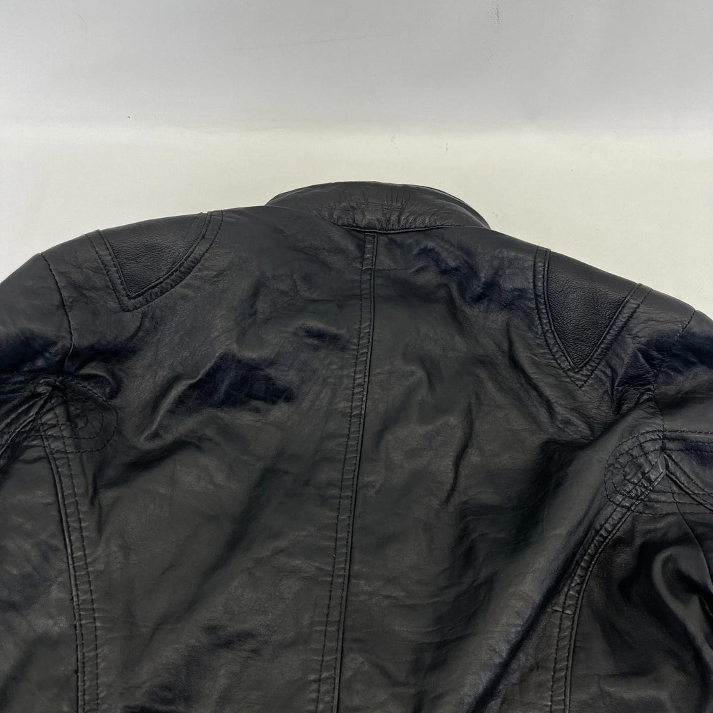 Aviatrix Women's Real Leather Biker Jacket in Black size M