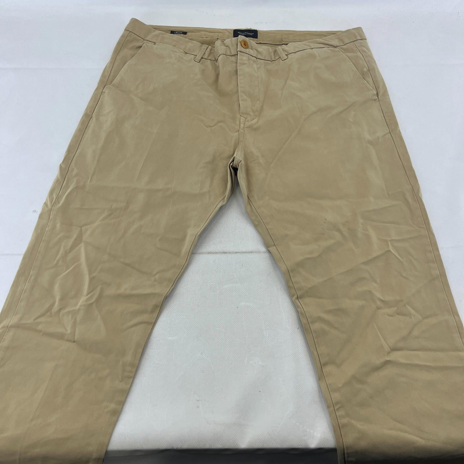 Scotch & Soda Stuart Chino Trousers in Beige Straight Leg Men's W38" L32"