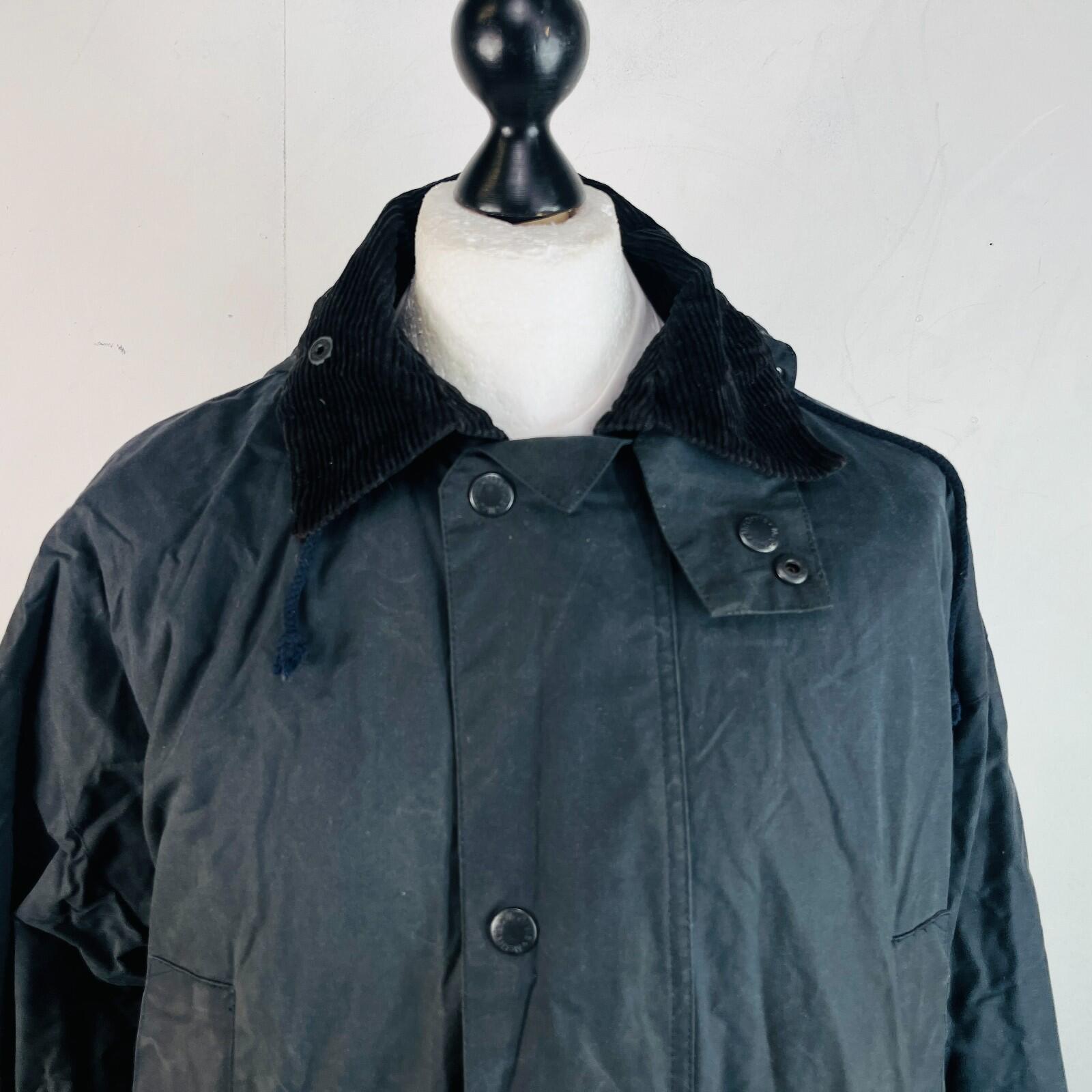 Mc Orvis Wax Jacket Mens size Large Black Waxed Coat Made in the UK