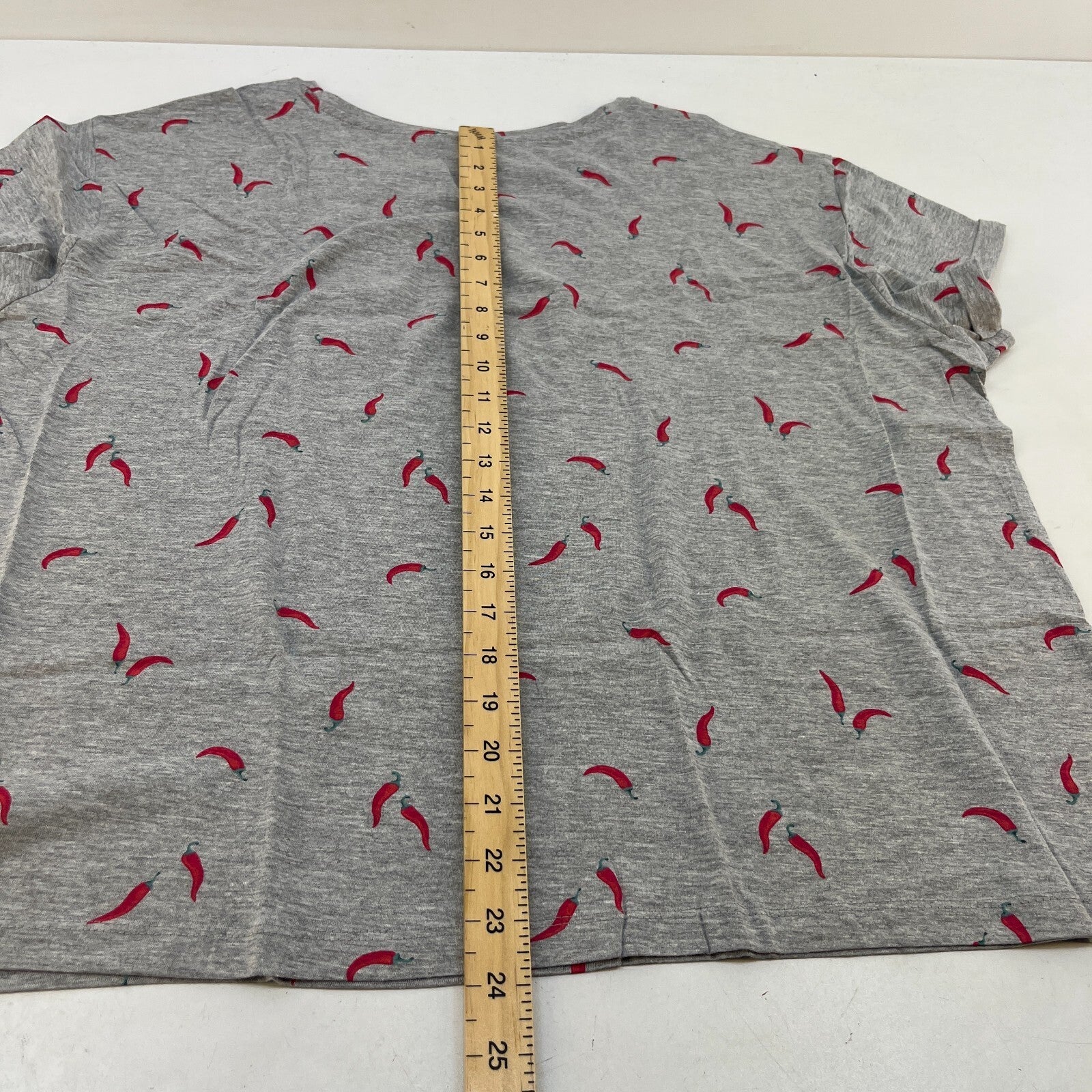 M&S Ladies Pyjama Set UK XL 20-22 Grey with Chillies Long Leg Short Sleeve New