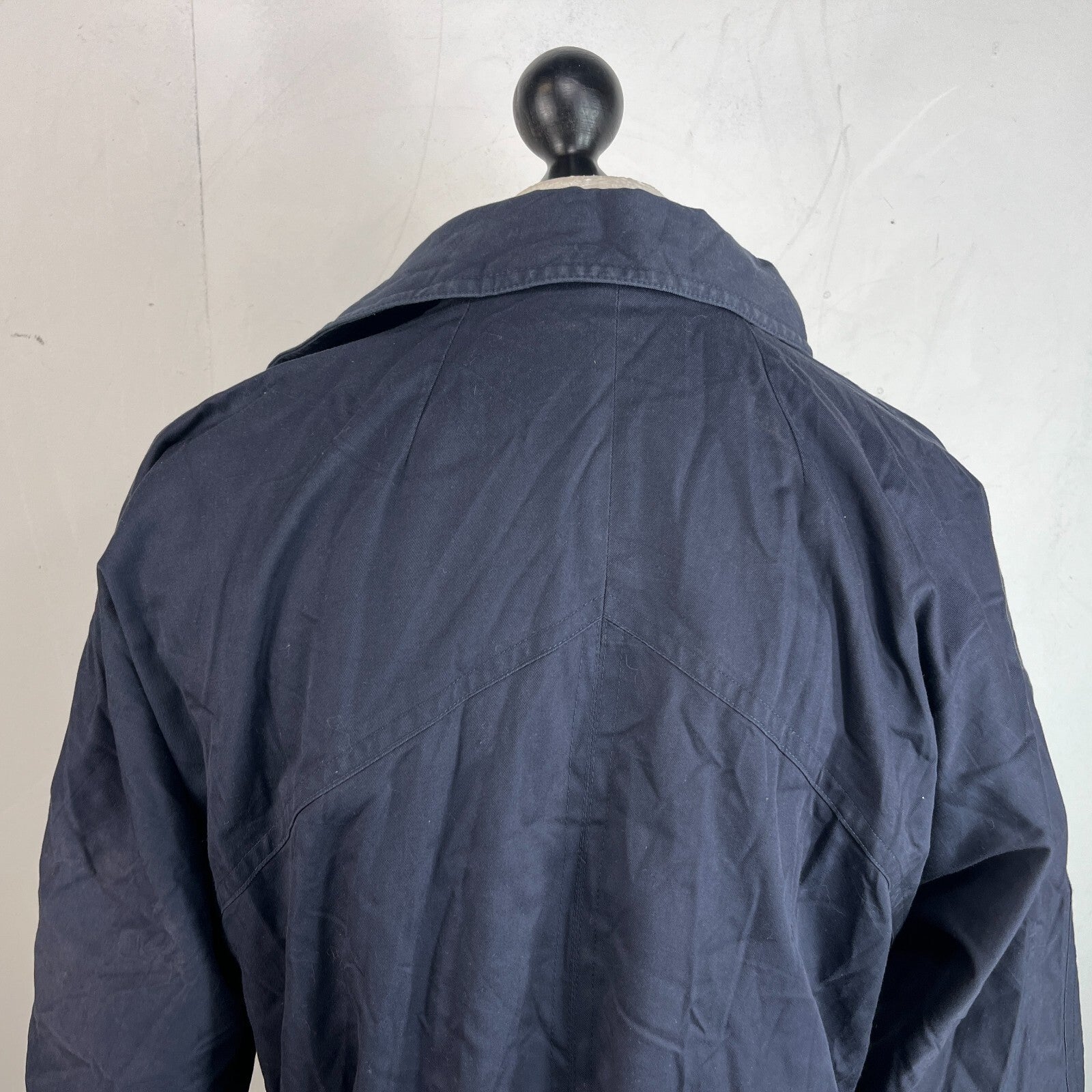 Vintage C&A Women's Lined Trench Coat with Belt Navy Blue size 46