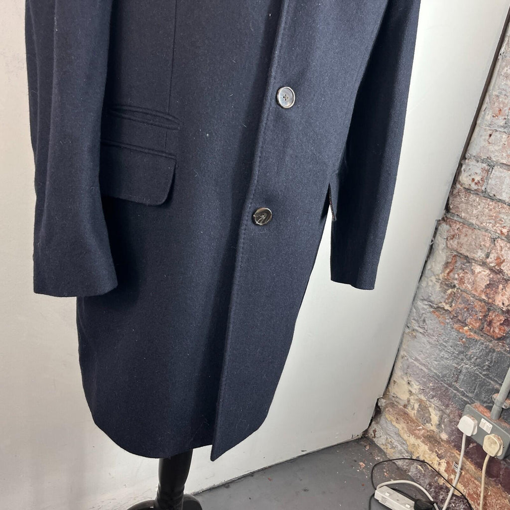 Harry Brown Men's Black Wool Blend Mid-Length Overcoat size XL Slim Fit