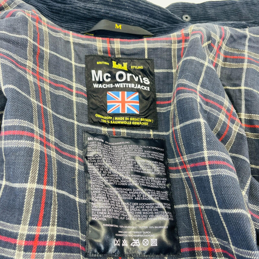 Mc Orvis Wax Jacket Mens size M Black Waxed Hooded Coat Made in the UK