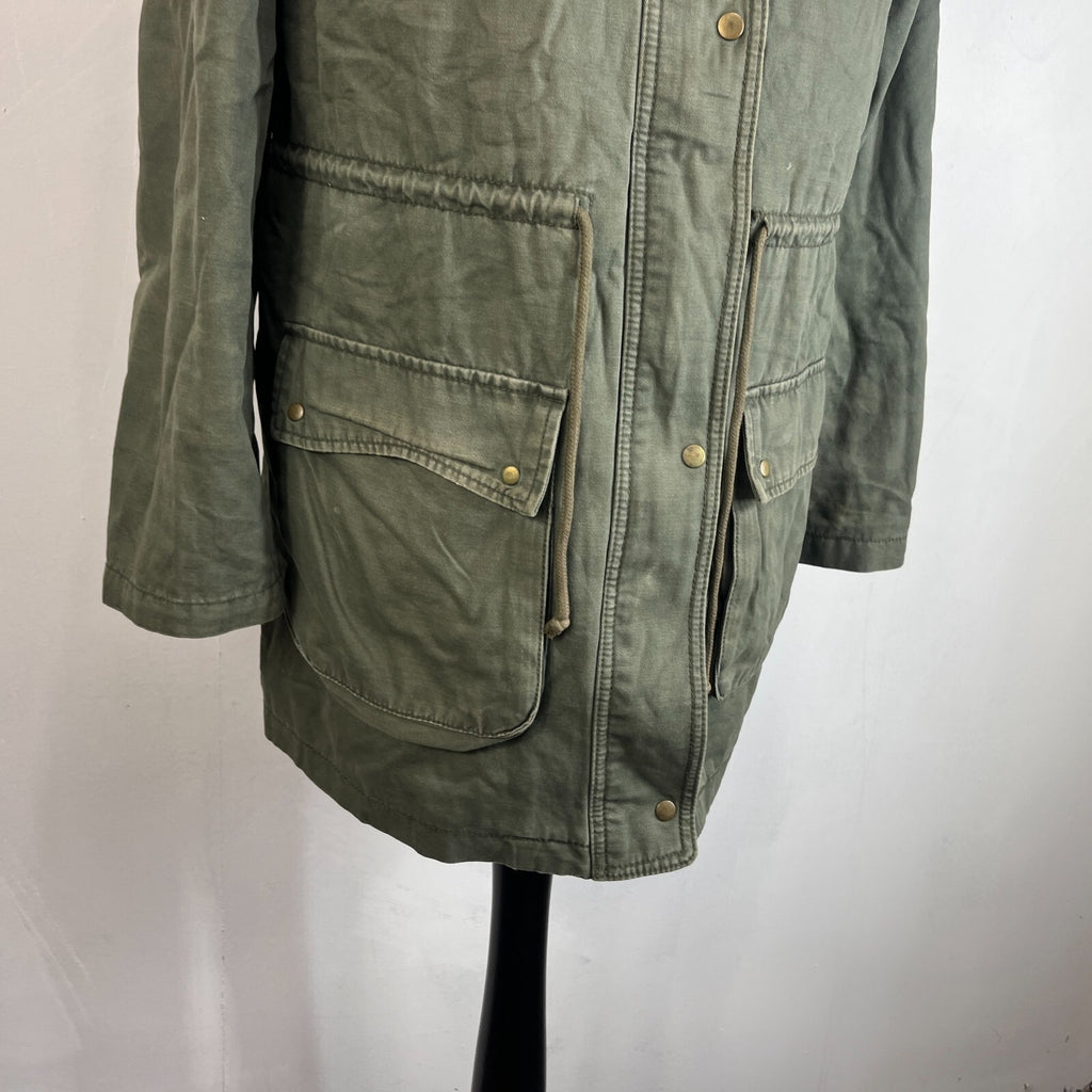 Old Navy Womens Khaki Green Parka Vintage Insulated Scooter Jacket size Medium