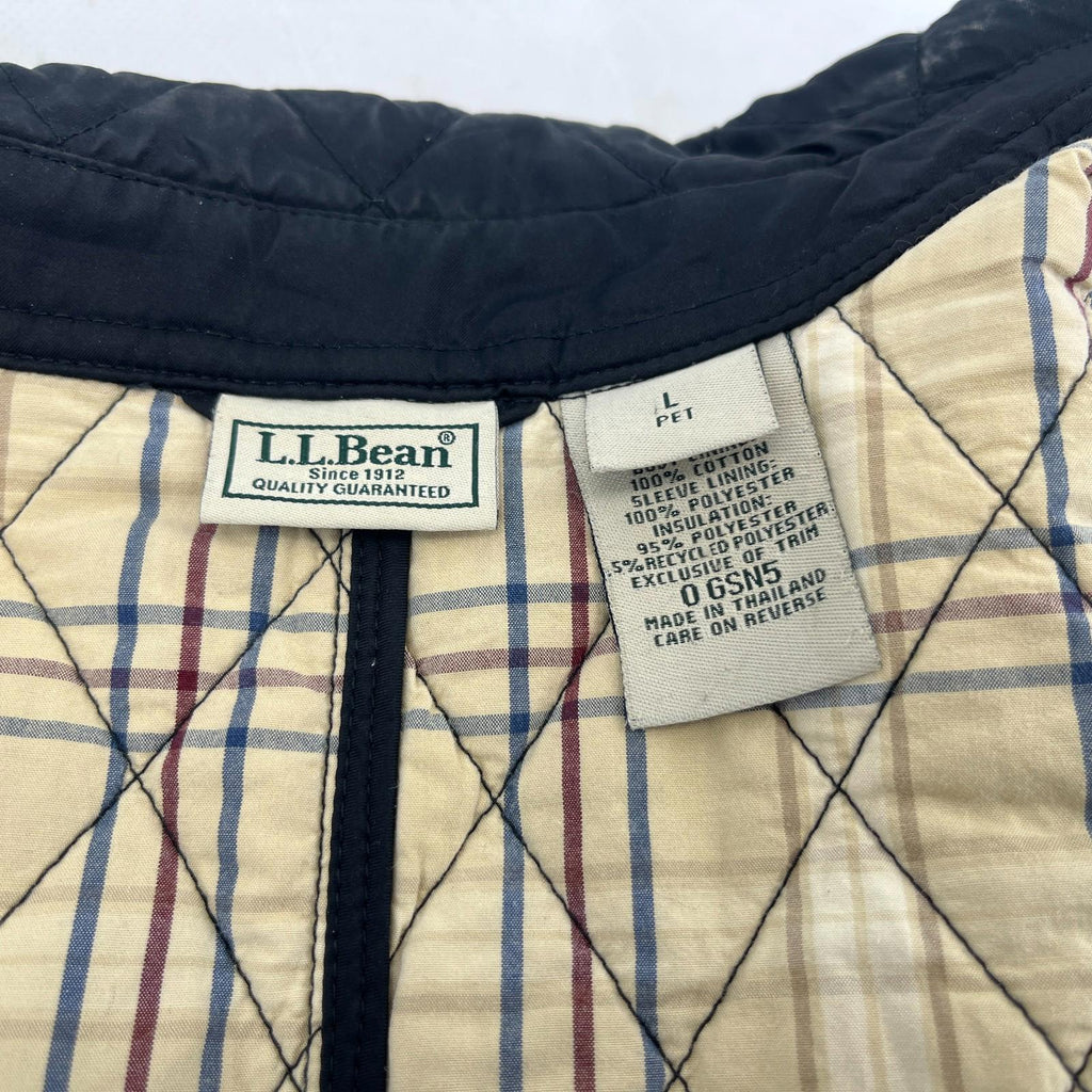 L.L Bean Women's Quilted Jacket size Large in Black Argyll