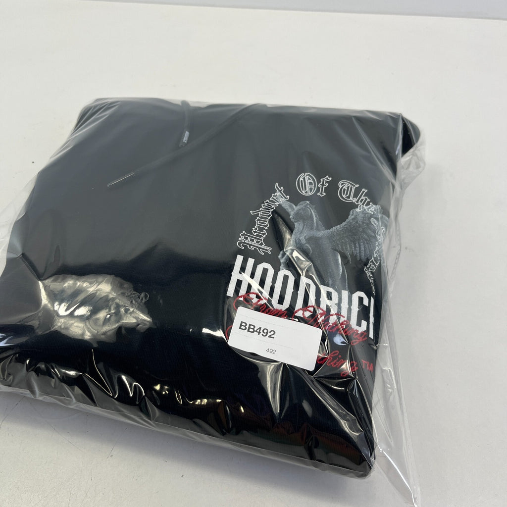 Hoodrich Men’s Black Embroidered Logo Pullover Hooded Hoodie size S - NWOT