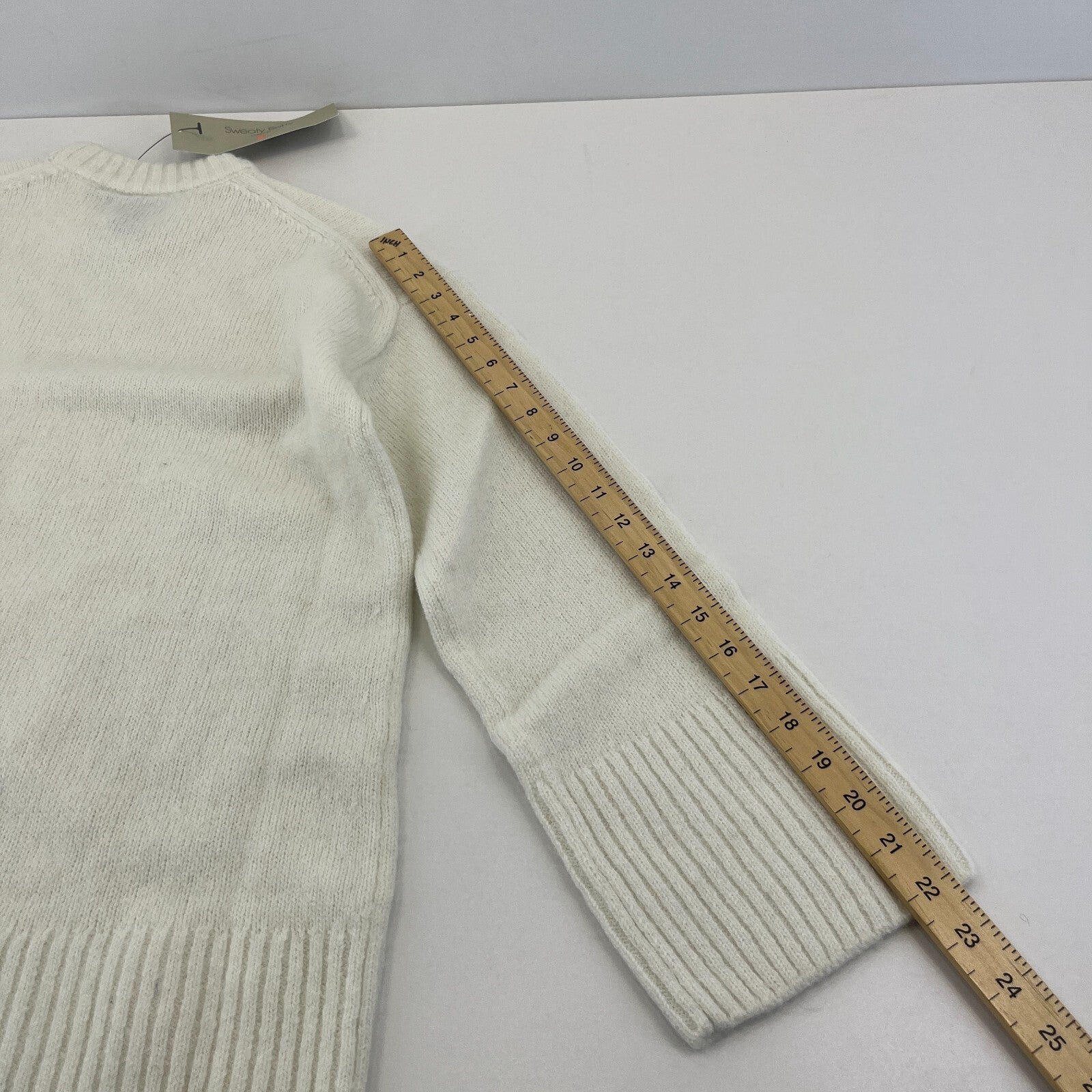 Sweaty Betty Alpine Wool Crew Neck Jumper Sweater in Lily White size S Alpaca