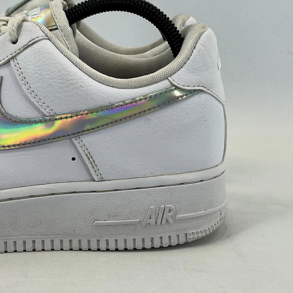 Nike Air Force 1 Trainers Women’s UK size 6 White with Holographic Swoosh AF1