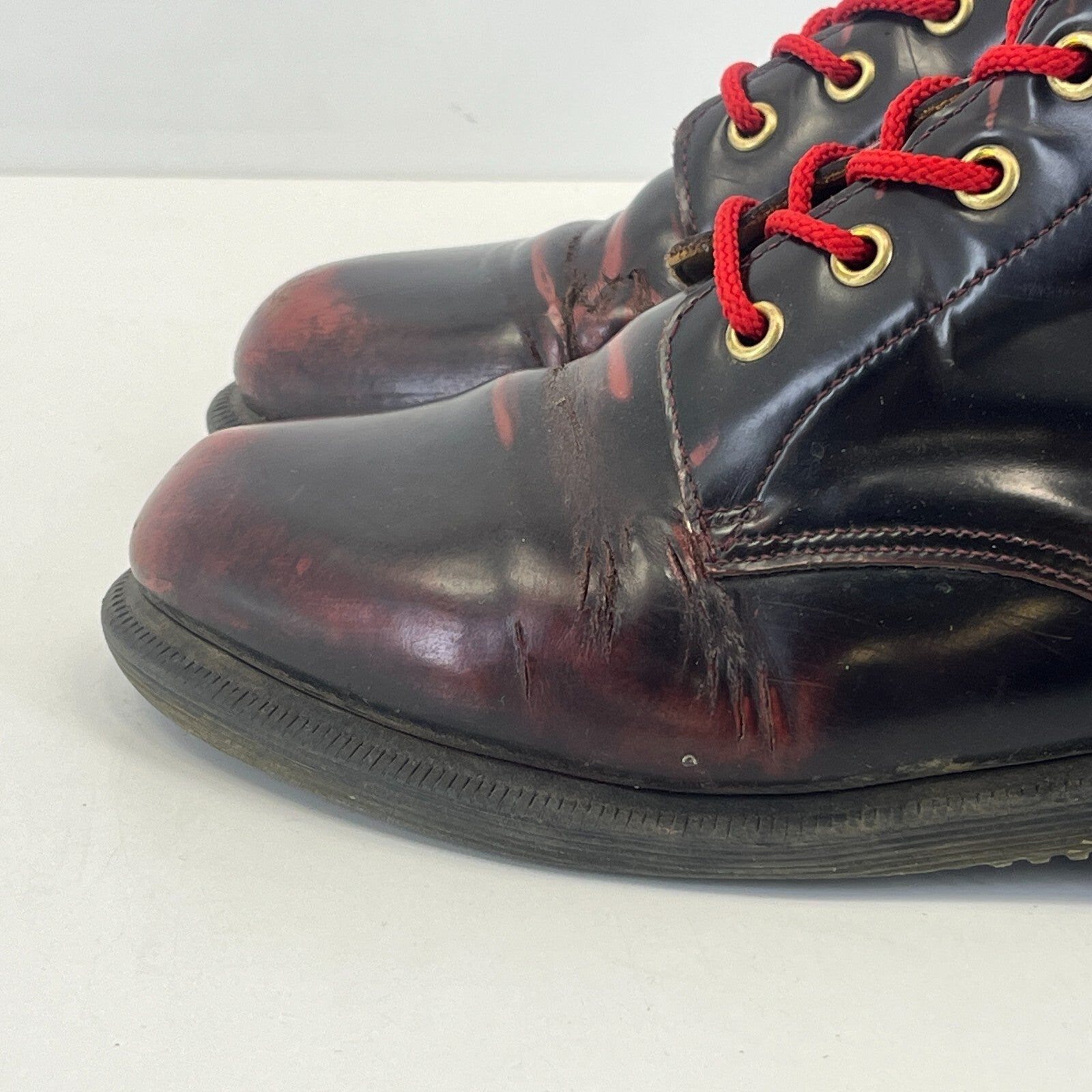 Dr Martens Emmeline Ankle Boots Cherry Red Oxblood Leather Lace Up UK size 7