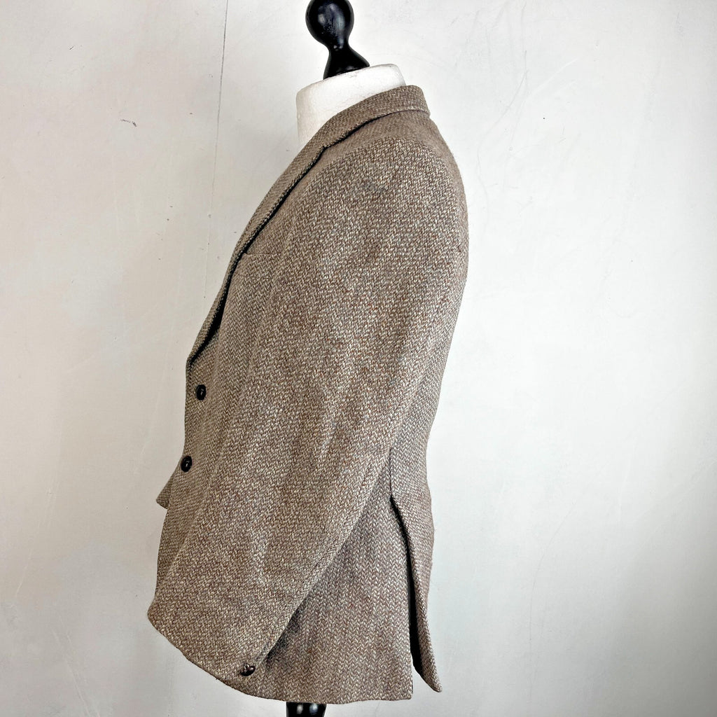 John Lewis Harris Tweed Herringbone Blazer Sport Coat Jacket Beige size 40R