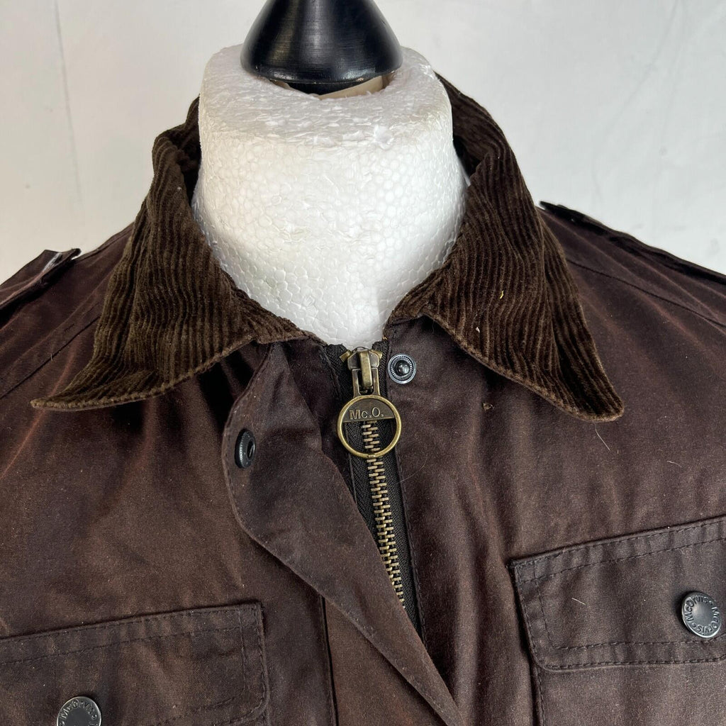 Mc Orvis Wax Jacket Womens size S Brown Waxed Coat with Belt Made in the UK