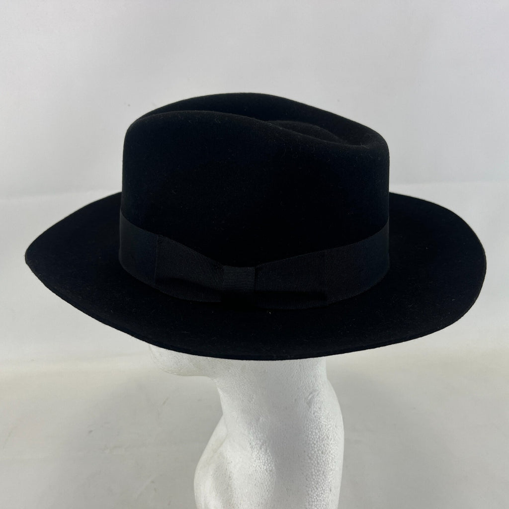 Palms Halt 100% Wool Handmade Textured Fedora Hat in Black size M 56