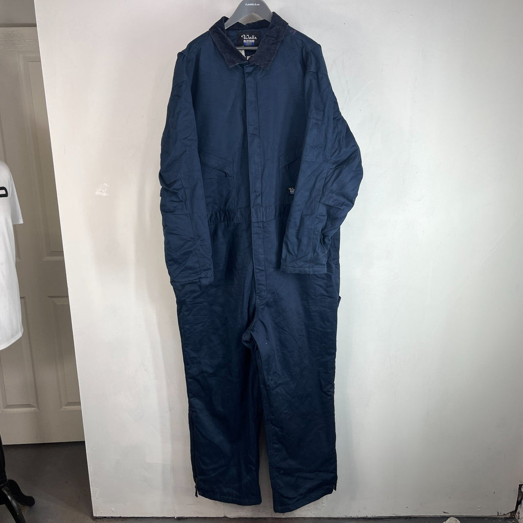 Vtg Walls Blizzard Pruf Heavy Duty Overalls Quilted Insulated in Blue 2XL Reg