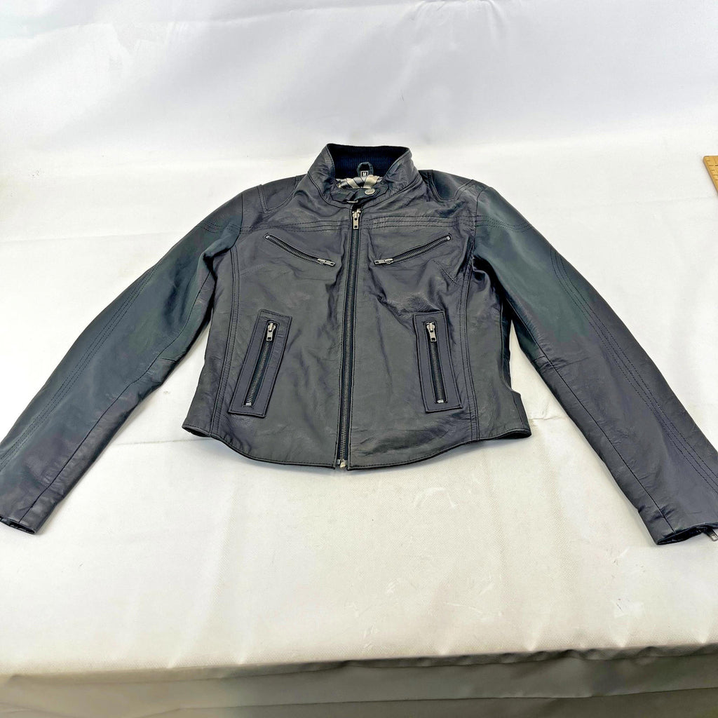 Aviatrix Women's Real Leather Biker Jacket in Black size M