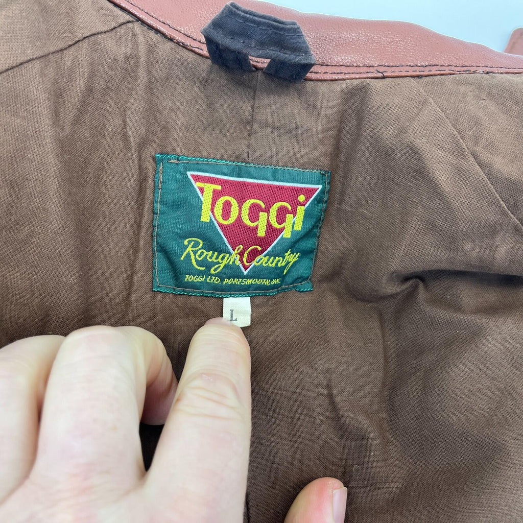 Toggi Wax Jacket Overcoat size L Brown Equine Horses Hunting Country Walking